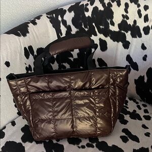 Olivia Miller Shiny Brown Quilted Tote